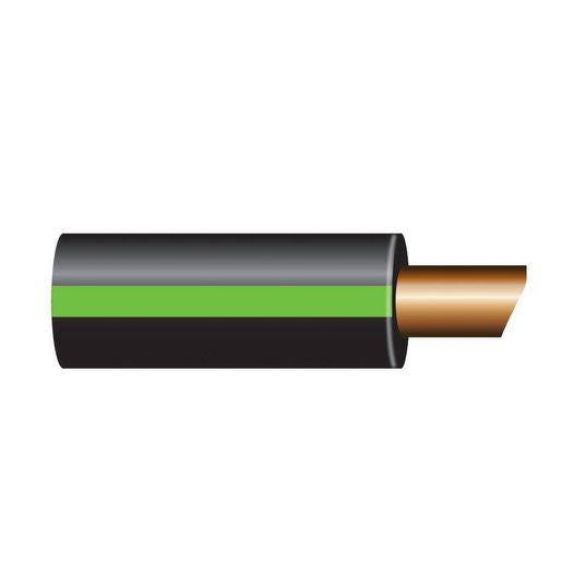 OEX 4mm Single Core Automotive Cable, Black With Green