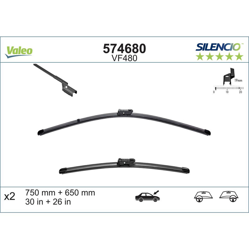 Valeo Silencio Wiper Blade Set Front VF480 574680
