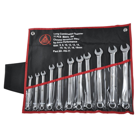 Ajax Long Comb Wrench Set Met (11 Pce) AS-11