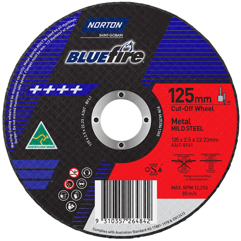 Norton Bluefire Cowheel 125X2.5X22.23Mm 66252841305