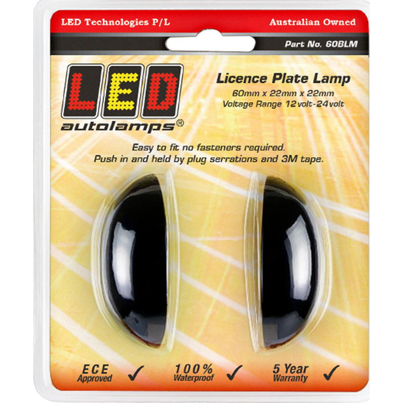 LED Autolamps Licence Plate Lamp with Black Base and 10cm