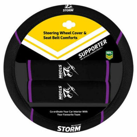 NRL Steering Wheel Cover/Seat Belt Cover Set - Melbourne