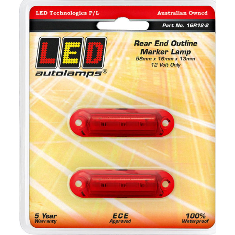 LED Autolamps Super Small Rear Marker Lamp Red 58x16x13mm