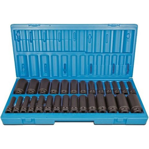 Action Impact Socket Set Deep 6-Point 1/2" Drive 28 Piece