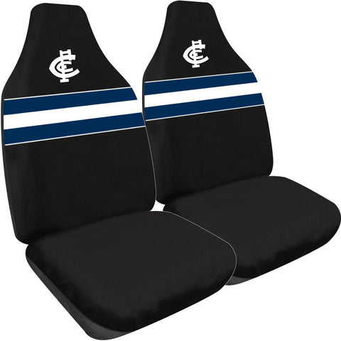 AFL Front Car Seat Covers Polyester, Black/Blue - Pair