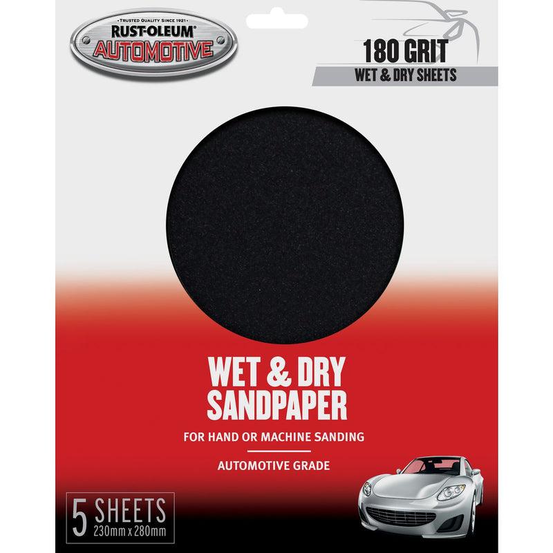 Rust-Oleum Wet & Dry Sandpaper 180 Grit 5 Pack 367638