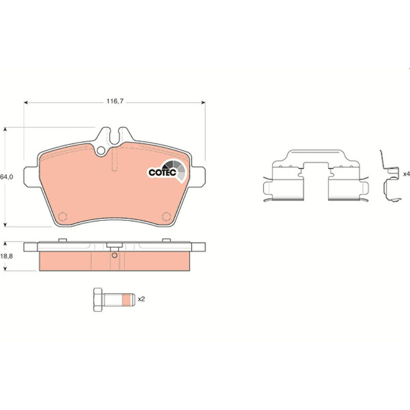 TRW Cotec Brake Pad Set Front GDB1629