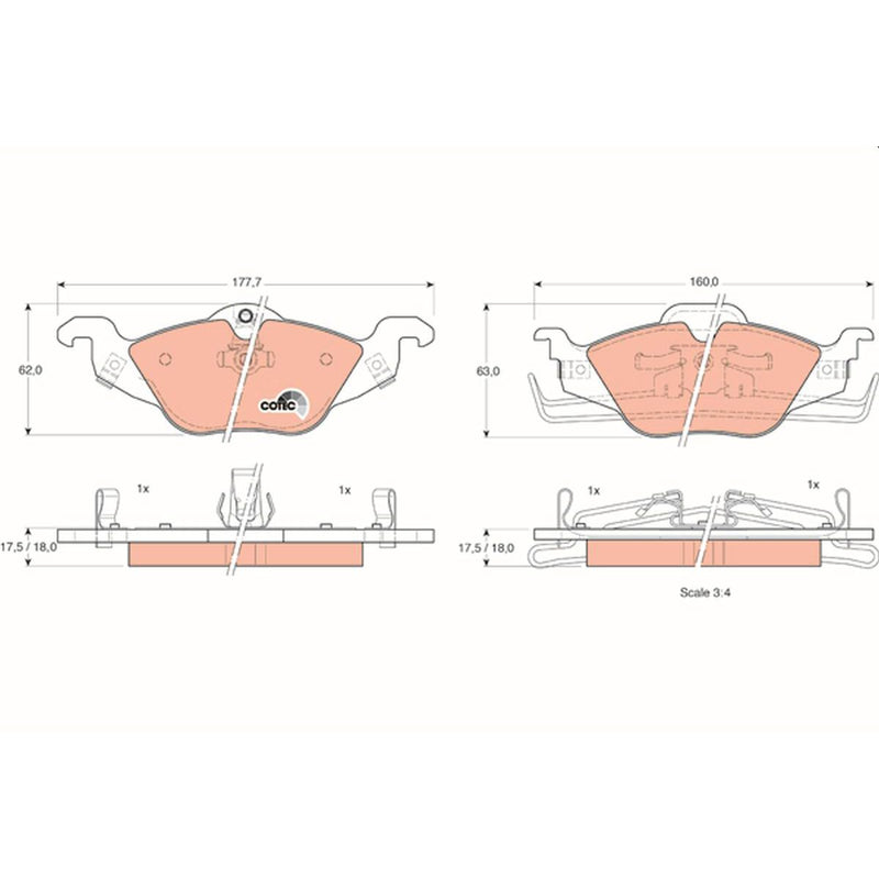 TRW Cotec Brake Pad Set Front GDB1351