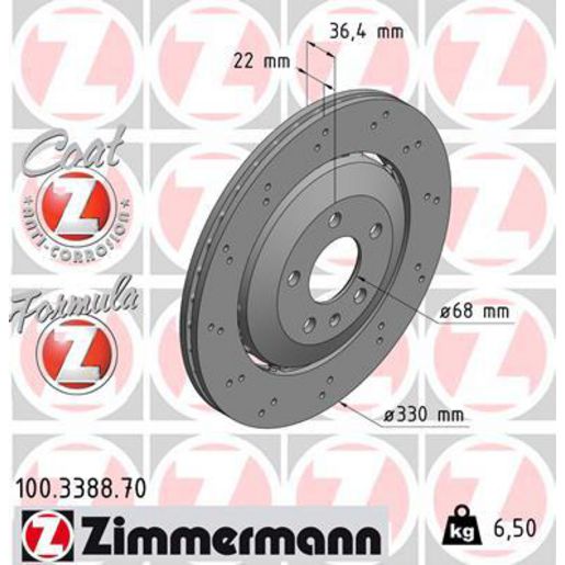 Zimmermann Formula Z Brake Rotor Single 330mm Rear