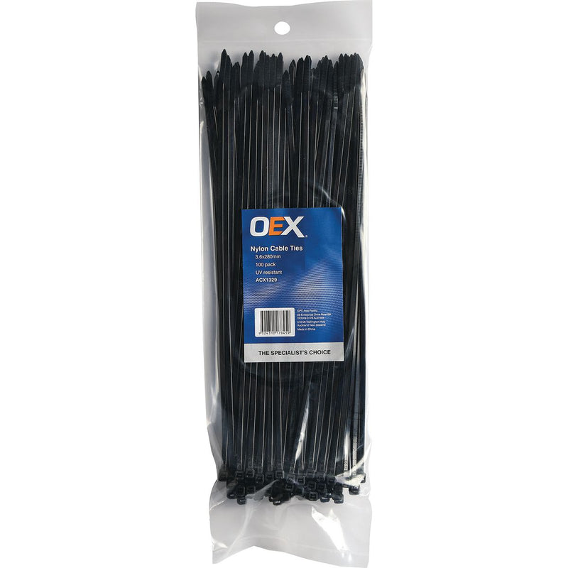 OEX Nylon Cable Ties 3.6mm x 280mm Black 100 Pack ACX1329