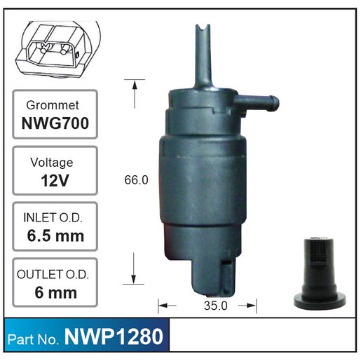 Nice Products Windscreen Washer Pump NWP1280