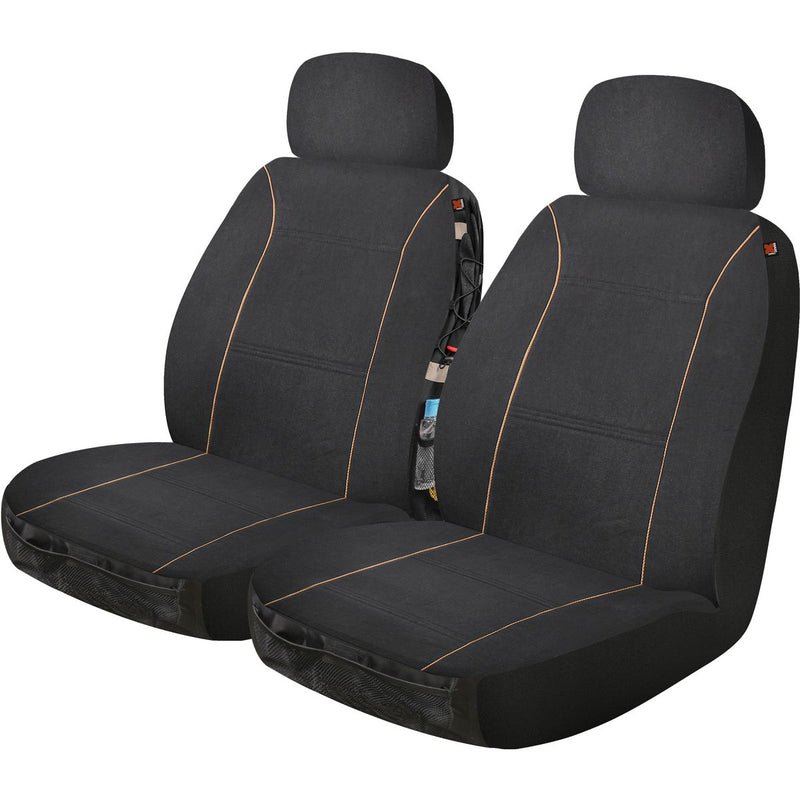 Maxi Trac 4x4 Canvas Black Car Seat Covers Front Pair