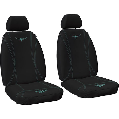 R.M. Williams Front Car Seat Covers Neoprene, Black/Aqua