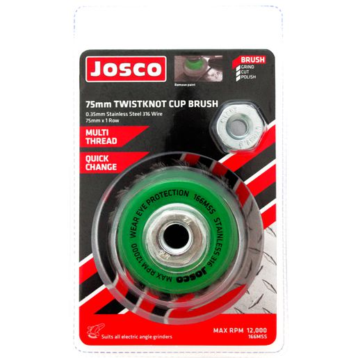Josco 75mm Stainless Steel Multi-Thread Cup Brush 0.35mm
