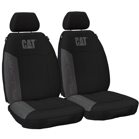 Caterpillar Front Car Seat Covers Canvas Black/Grey -