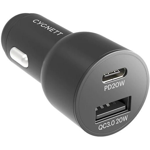 Cygnett Carpower 20W Car Charger Dual Port Usb-A & Usb-C