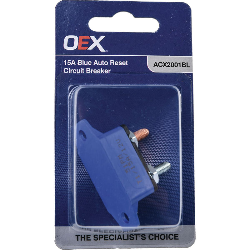OEX 15A Blue Auto Reset Circuit Breaker - Single ACX2001BL
