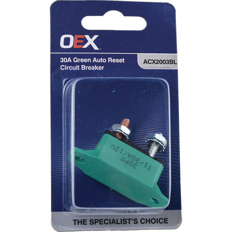 OEX 30A Green Auto Reset Circuit Breaker - Single