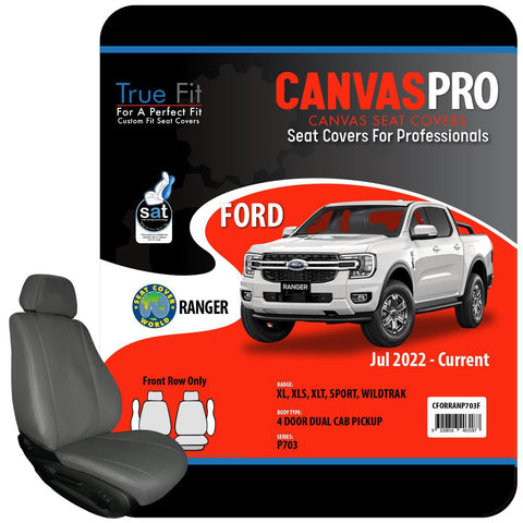 True Fit Tailored Fit Front Car Seat Covers Canvas, Grey