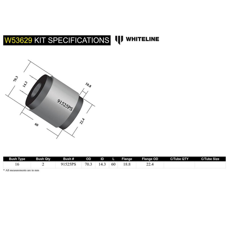 Whiteline Control Arm Bushing Kit Front Lower Front Inner