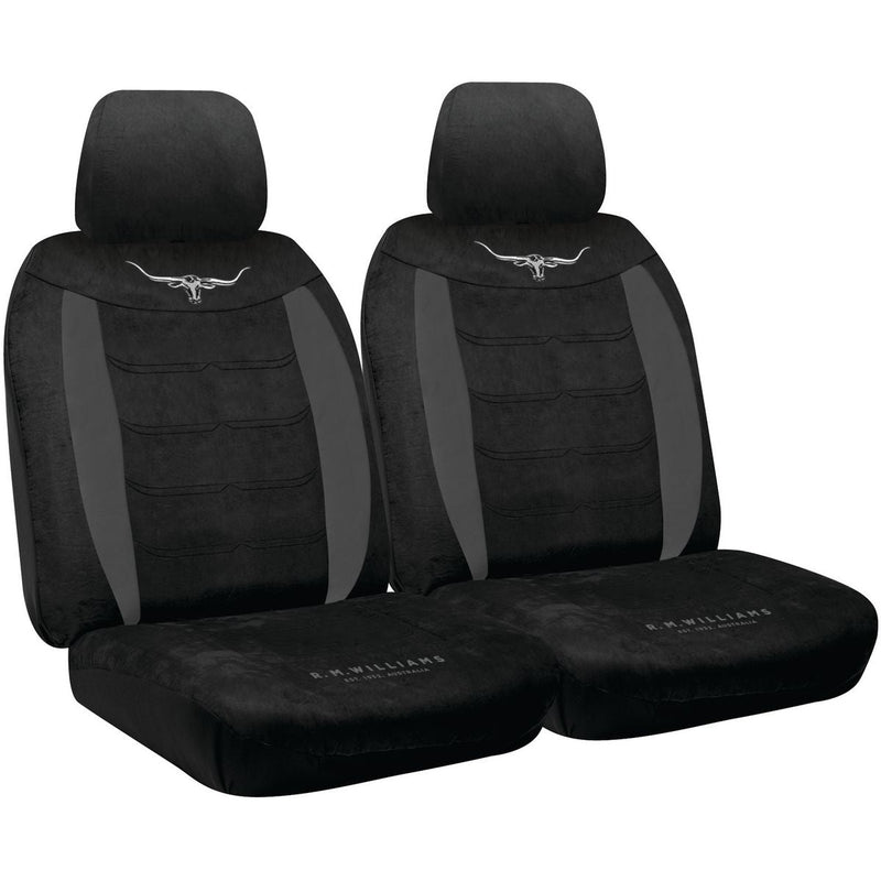 R.M. Williams Front Car Seat Covers Suede Velour, Black -