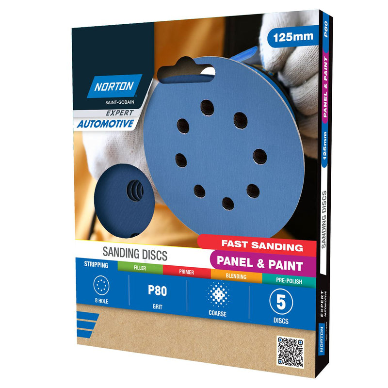 Norton Sanding Discs, Automotive Ceramic 125mm 8H
