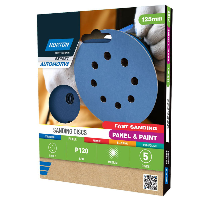 Norton Sanding Discs, Automotive Ceramic 125mm 8H