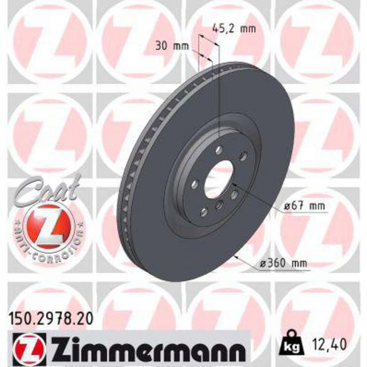 Zimmermann OE Coat Z Brake Rotor Single 360mm Front RH