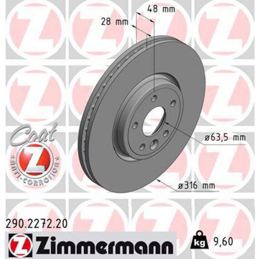 Zimmermann OE Coat Z Brake Rotor Single 316mm Front