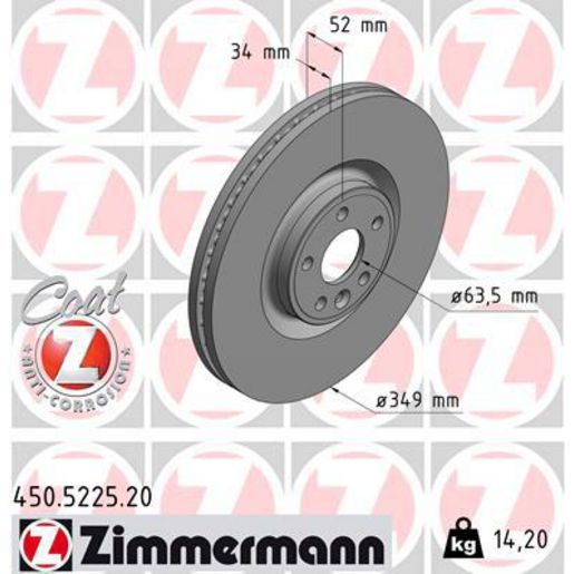 Zimmermann OE Coat Z Brake Rotor Single 349mm Front