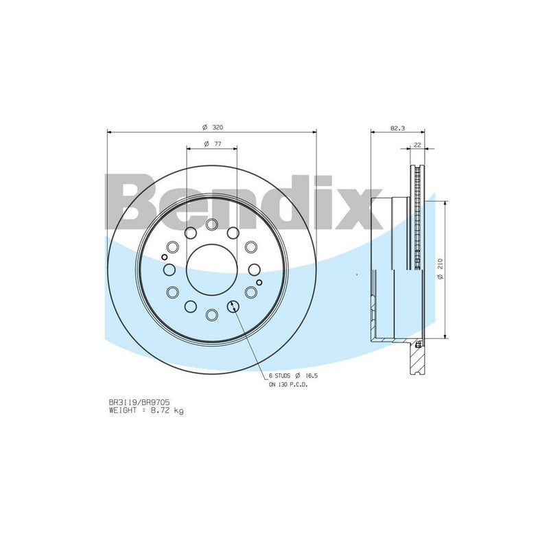 Bendix General CT Brake Rotor Single BR3119 GCT