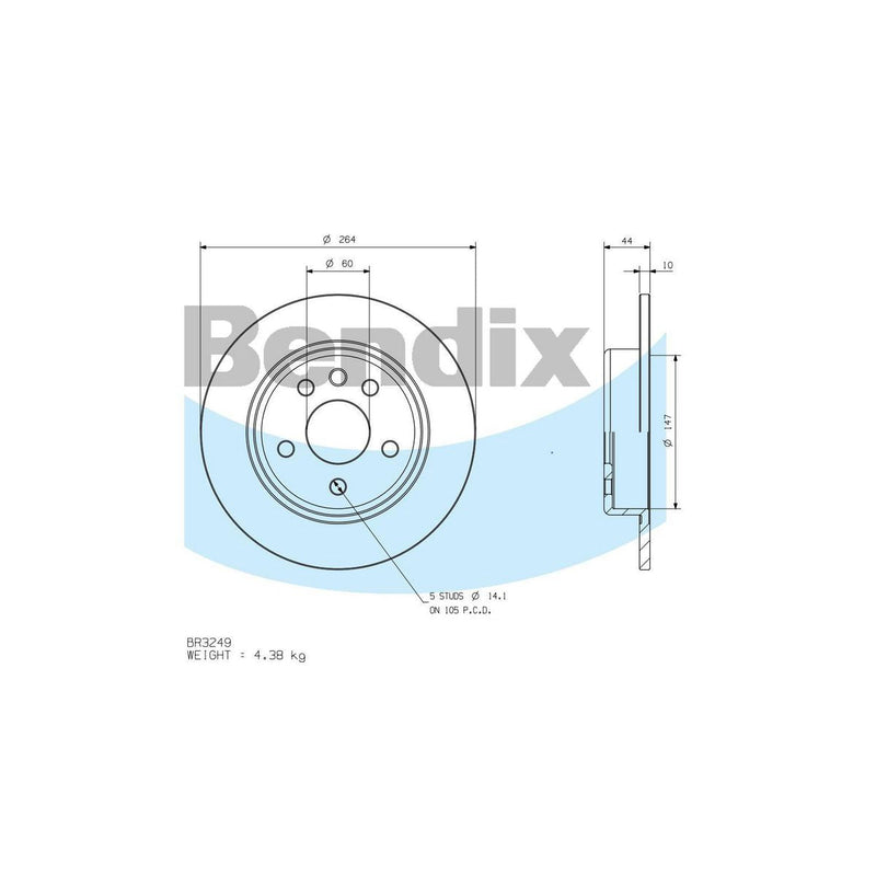 Bendix General CT Brake Rotor Single BR3249 GCT