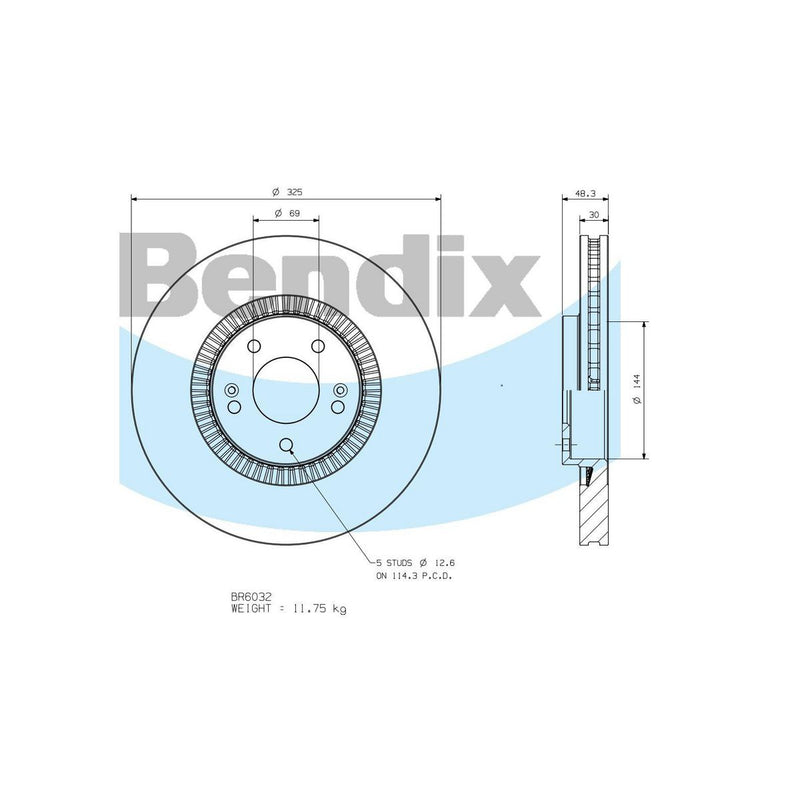 Bendix General CT Brake Rotor Single BR6032 GCT