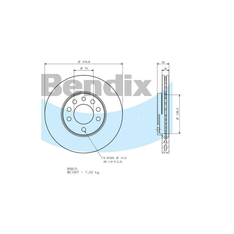 Bendix General CT Brake Rotor Single BR815 GCT