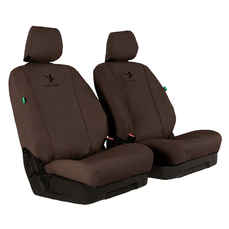 Black Duck Front Car Seat Cover Canvas, Brown - Pair