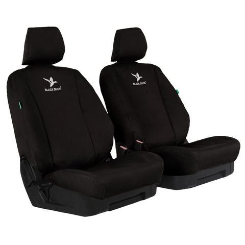 Black Duck Front Car Seat Covers Canvas, Black - Pair