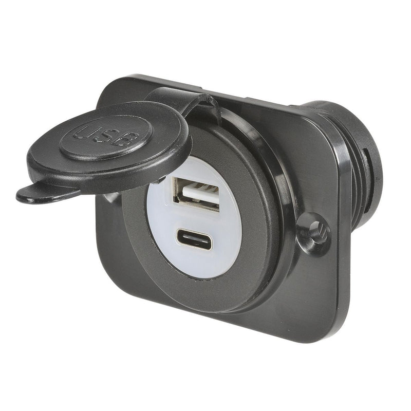 Narva USB A + USB C Single Socket F/ Single Flush Mount