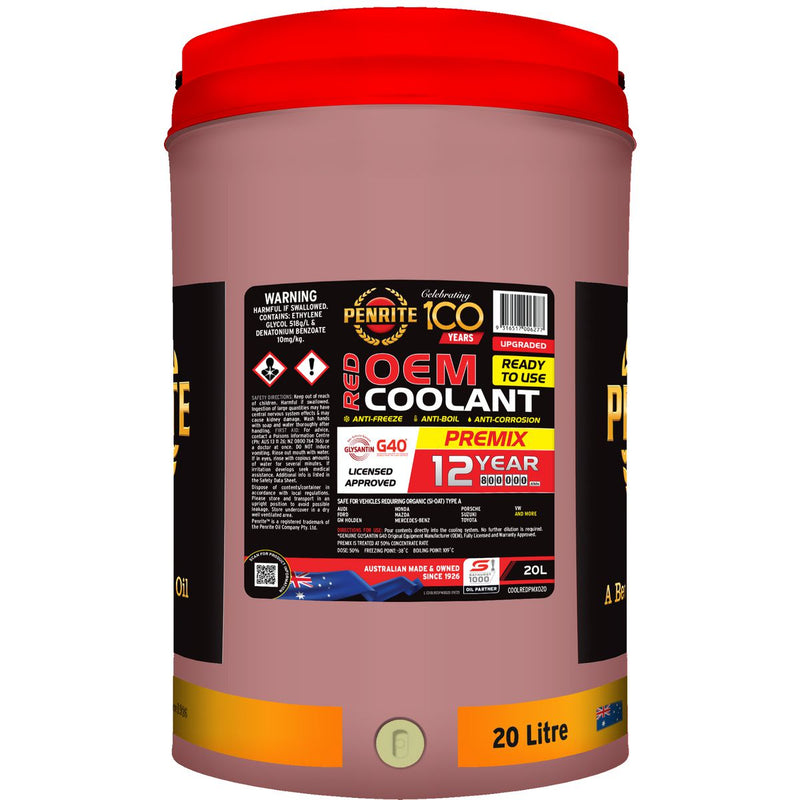 Penrite Red OEM Coolant Premix 20L COOLREDPMX020