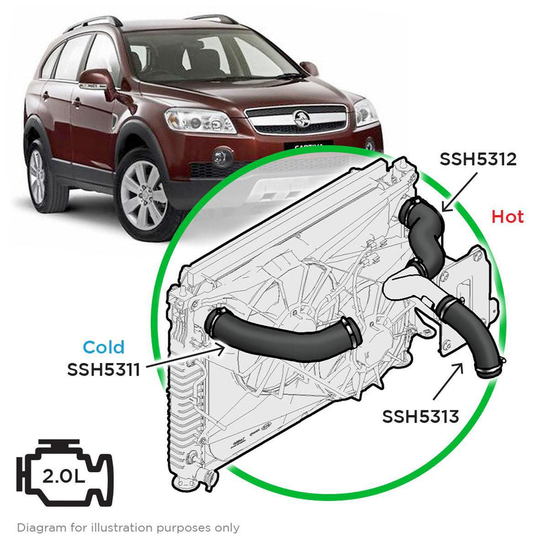 SaaS Silicone intercooler 3 Pipe and clamp kit Captiva CG