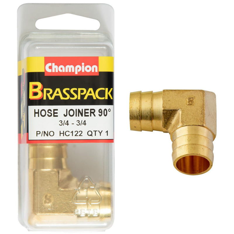 Champion Fasteners 3/4 X 3/4 90 Brass Hose Joiner Barb
