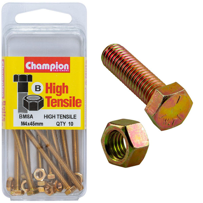 Champion Fasteners Hex Set Screw High Tensile M4X45Mm