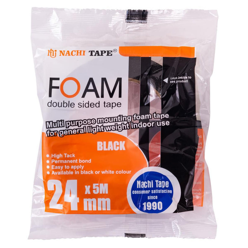 Stylus Double Sided Foam Tape 24mm x 5m Black 4871