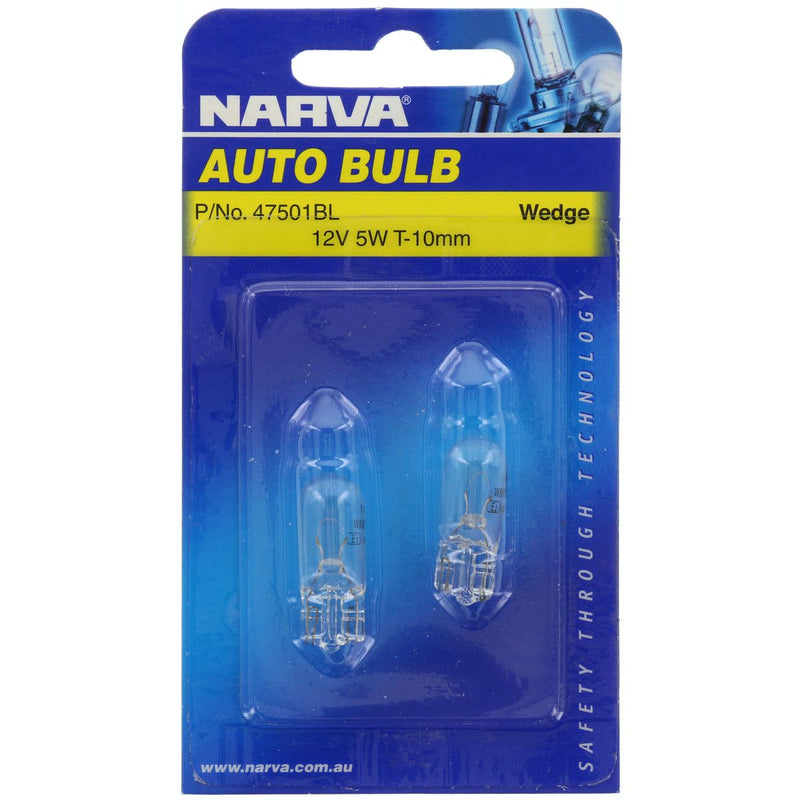 Narva Globes Wedge 12V 5W 2 Pack 7501BL