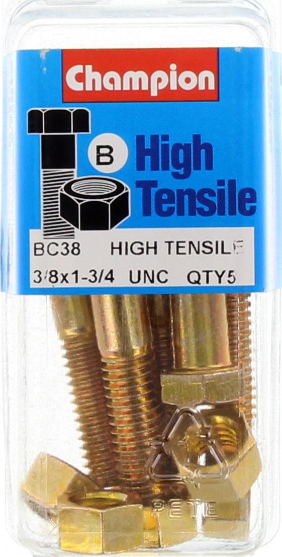 Champion Bolt & Nut Pack UNC 1-3/4 x 3/8 BC38