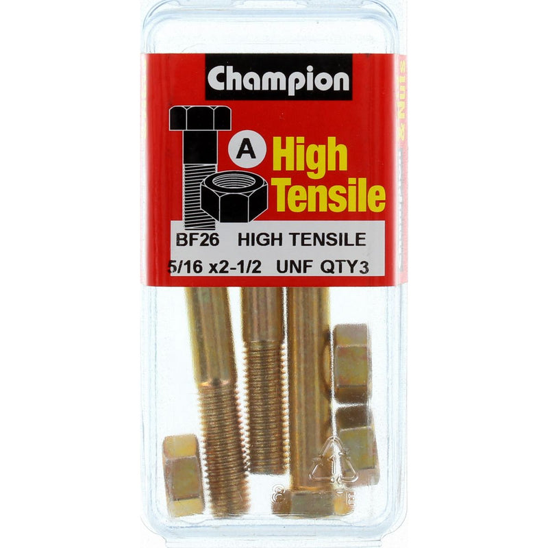 Champion Hex Nut & Bolt Set 5/16" x 2-1/2" UNF High