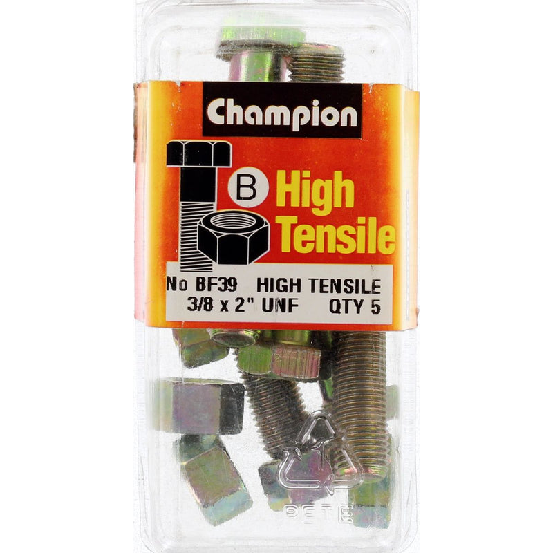 Champion Fasteners Hex Bolt & Nut High Tensile 3/8In X
