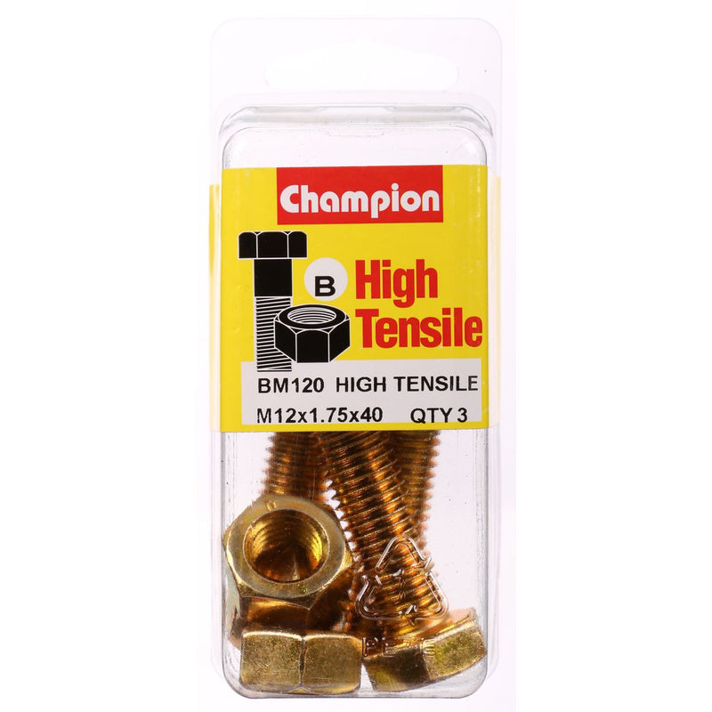 Champion Bolt & Nut Pack Metric M12x1.75 x 40mm BM120