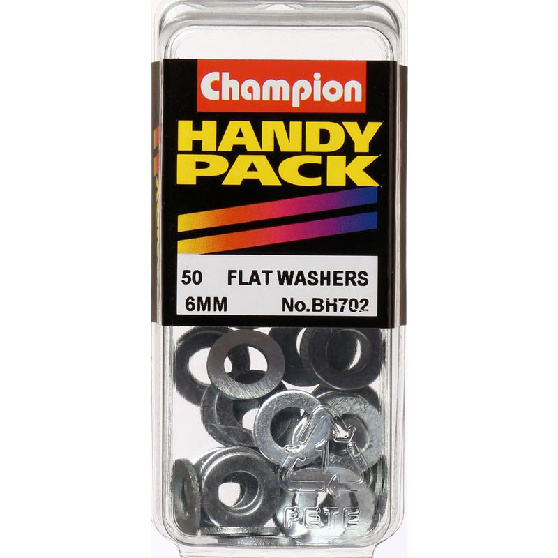 Champion Flat Steel Washer M6 x 12.5 x 1.2mm 50Pk BH702