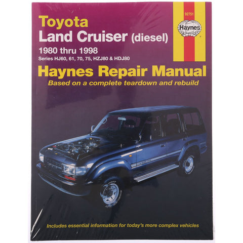 Haynes Repair Manual Suits Toyota Land Cruiser 80-98 92751