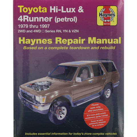 Haynes Repair Manual Suits Toyota Hi Lux 4x4 & 4x2 Petrol